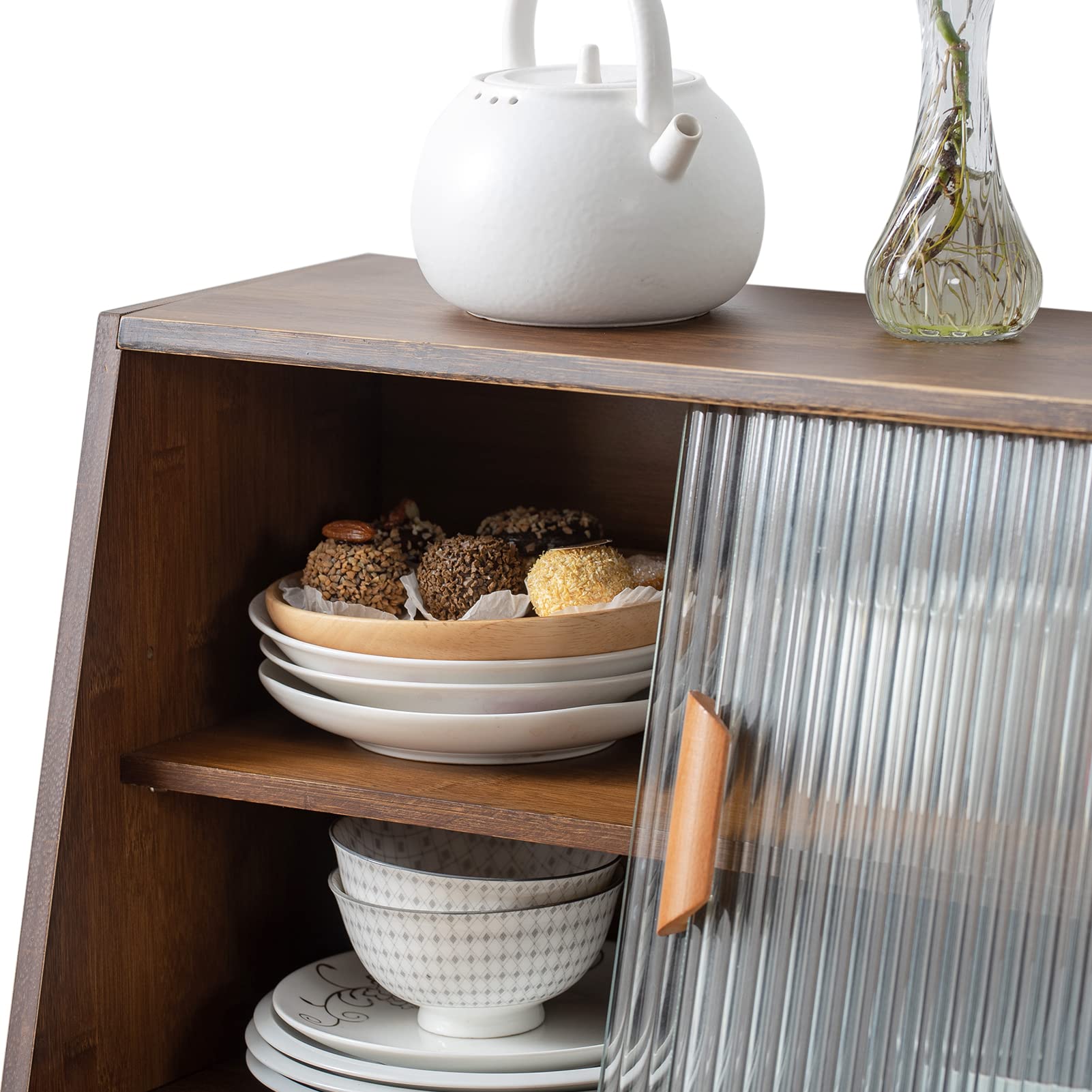 HollyHOME 41.3"(H) Wooden Storage Cabinet with Glass Doors