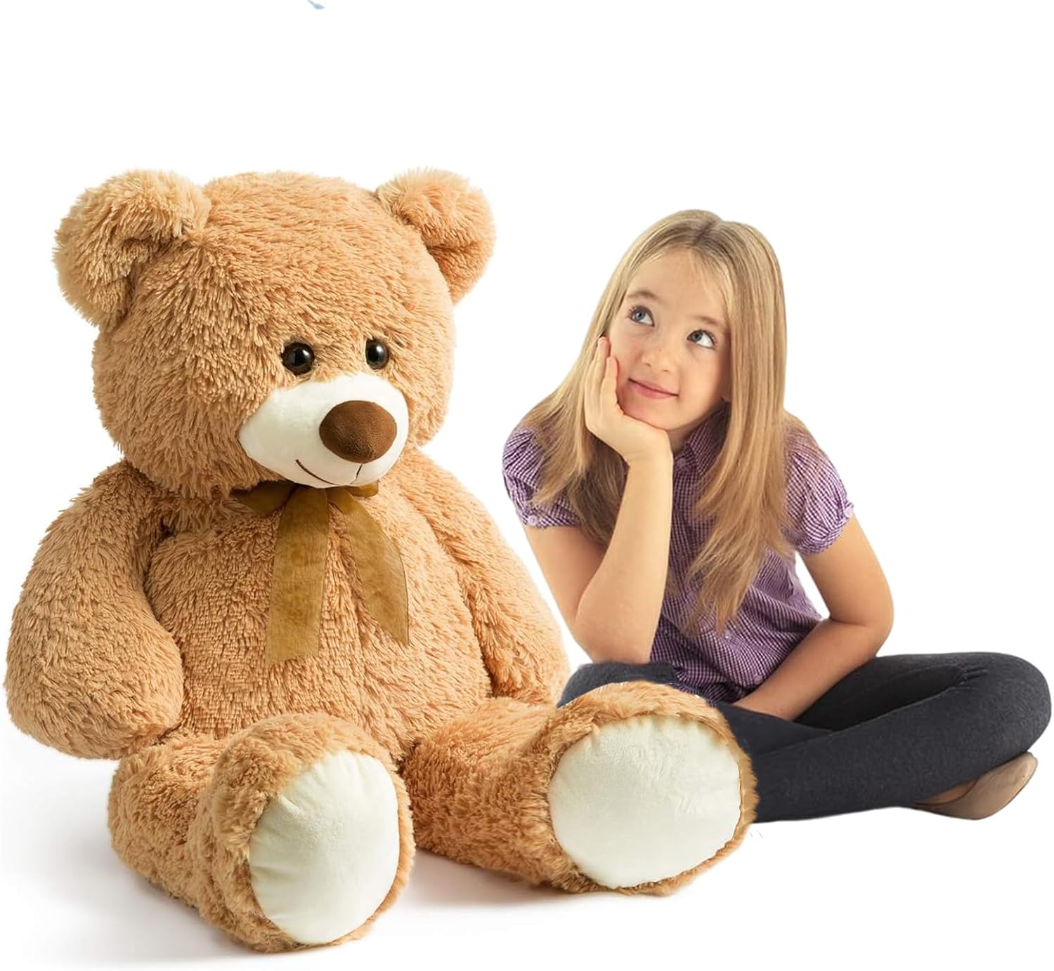 HollyHOME Big Teddy Bear Large Teddy Bear Stuffed Animal Birthday Valentines Day Plush for Kids and Girlfriend 36 inch Beige