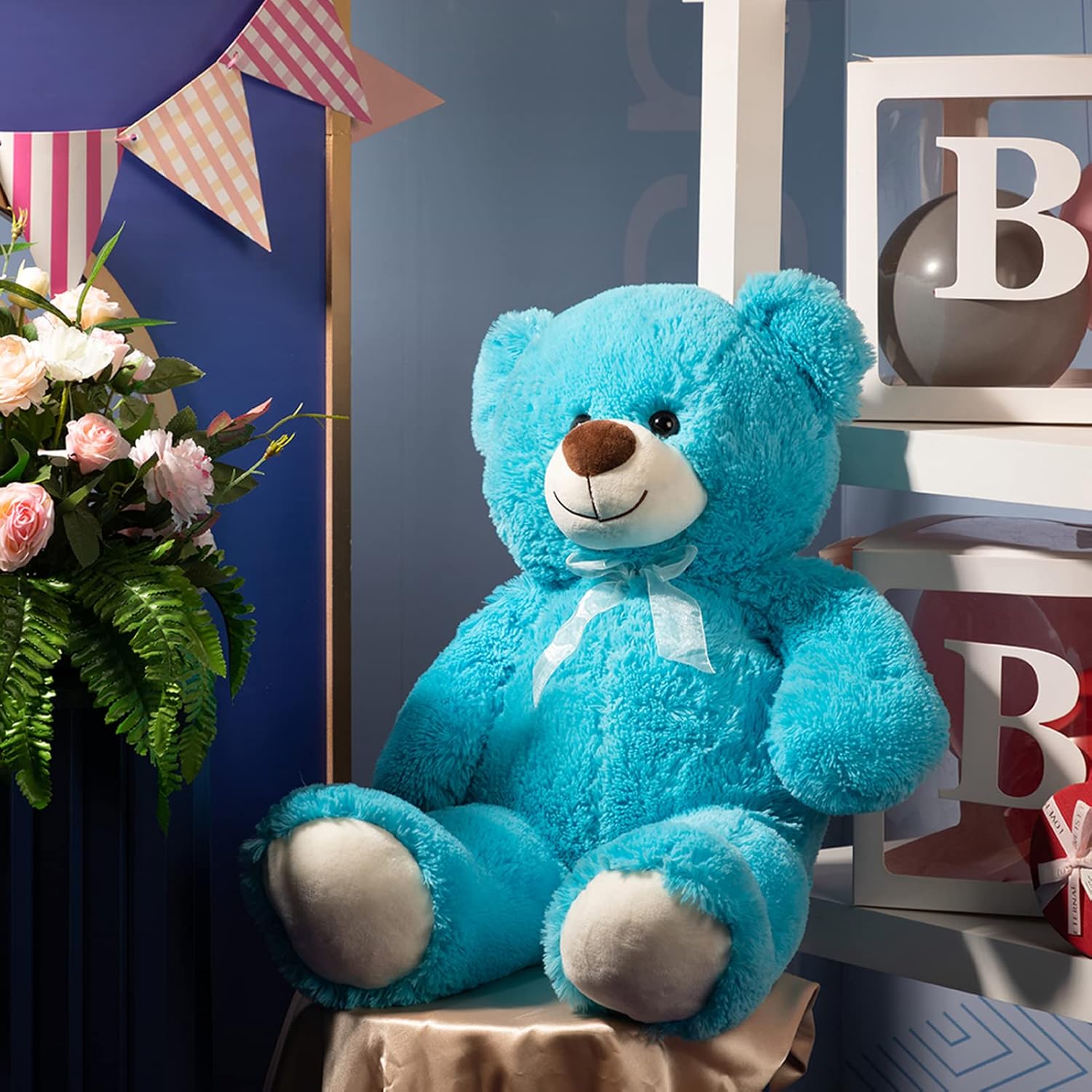 HollyHOME Big Teddy Bear Large Teddy Bear Stuffed Animal Birthday Valentines Day Plush for Kids and Girlfriend 36 inch Blue