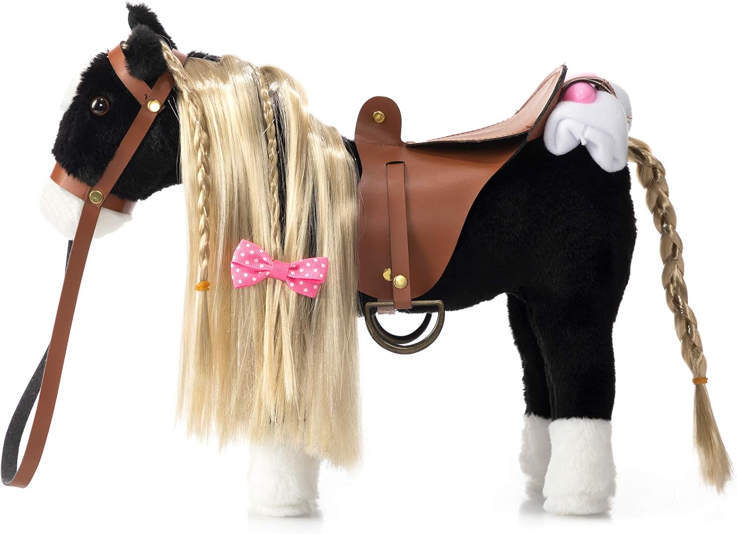 HollyHOME Palomino Horse Stuffed Animal Pretty Pony Plush Toy Pretend Play Horse 11 inches Beige