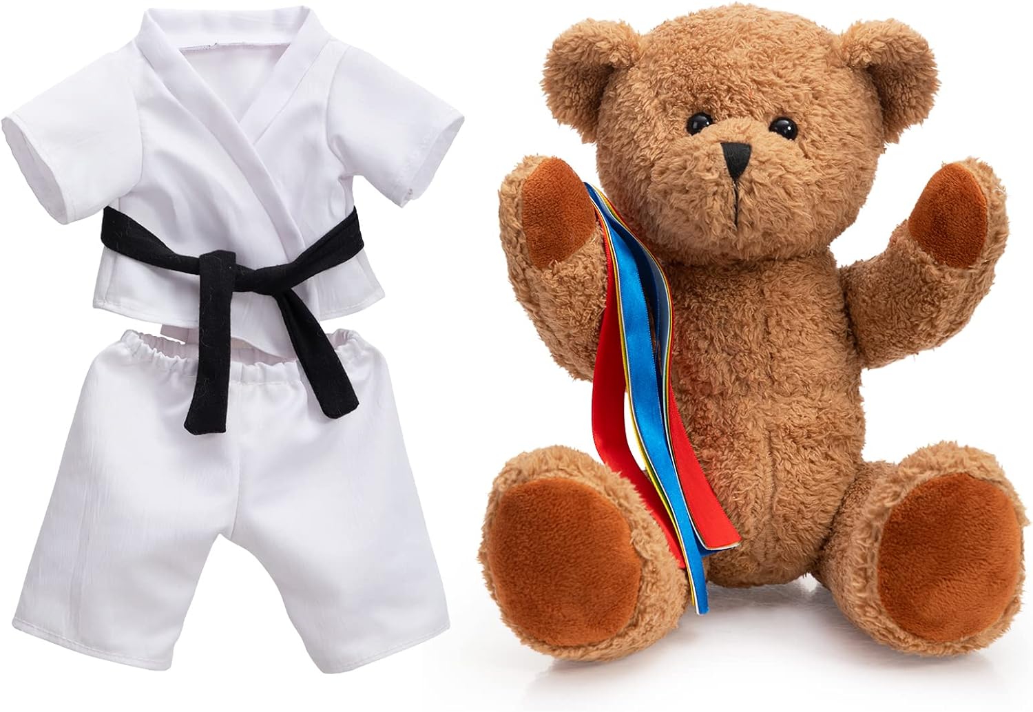 HollyHOME Taekwondo Bear Stuffed Animal Teddy Bear Plush in Taekwondo Uniform Martial Arts Plush Toy Gift for Kids and Taekwondo Lover 16inches