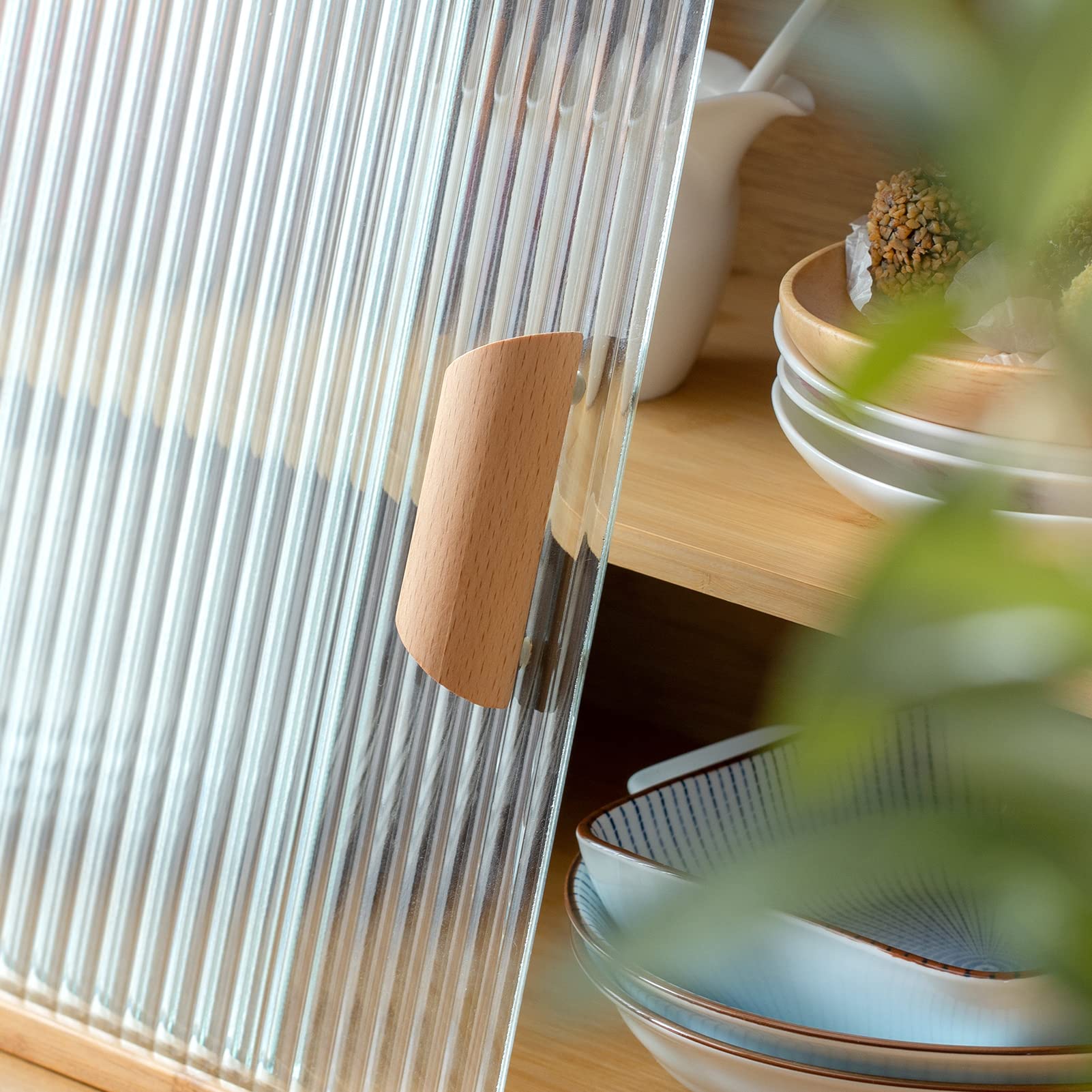 HollyHOME 41.3"(H) Wooden Storage Cabinet with Glass Doors