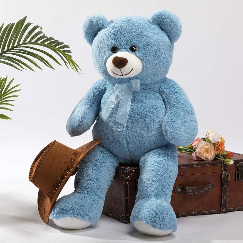 HollyHOME Big Teddy Bear Large Teddy Bear Stuffed Animal Birthday Valentines Day Plush for Kids and Girlfriend 36 inch Blue