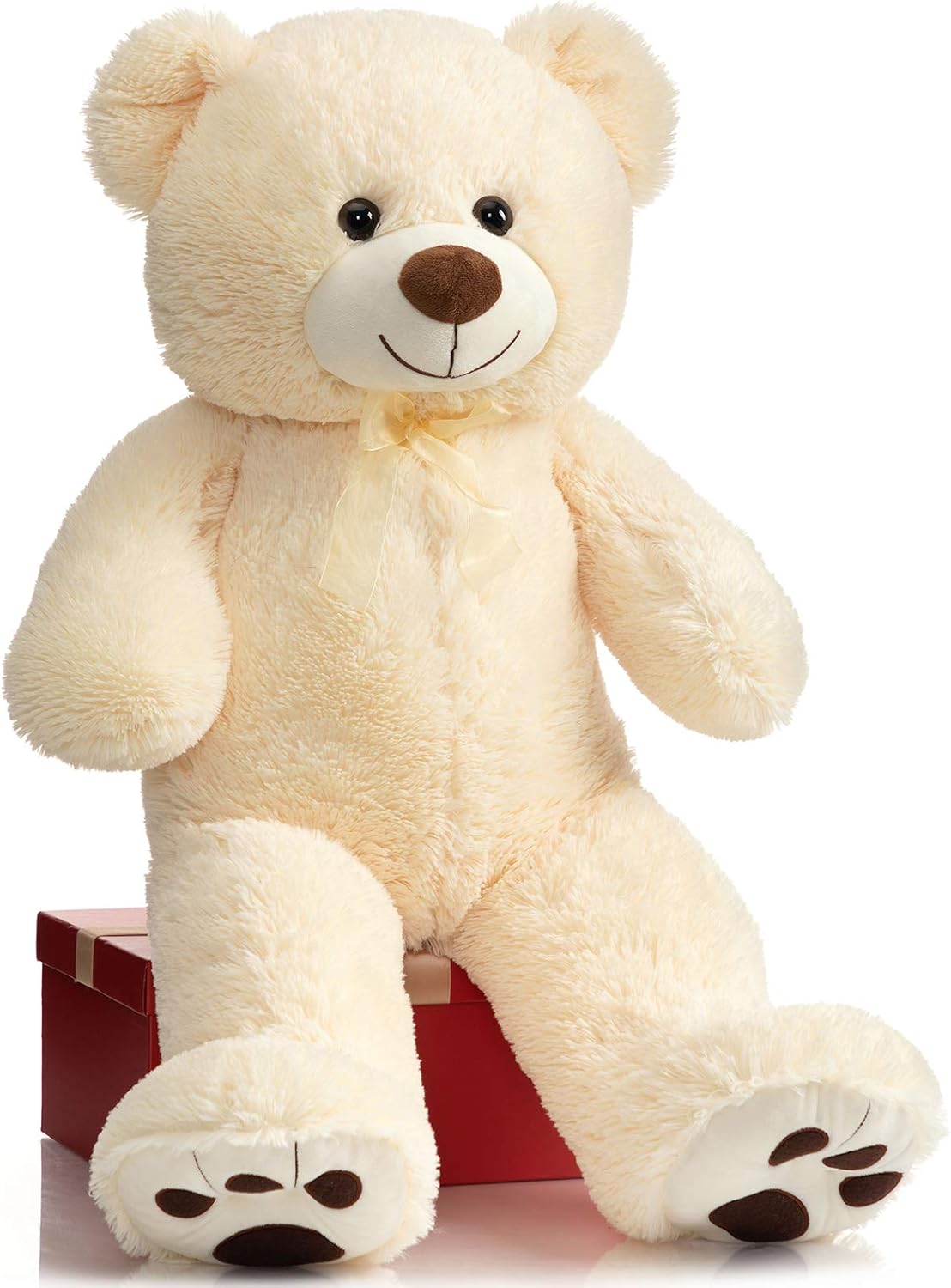 HollyHOME Teddy Bear Stuffed Animal Plush Giant Teddy Bears with Footprints Big Bear 36 inch Tan