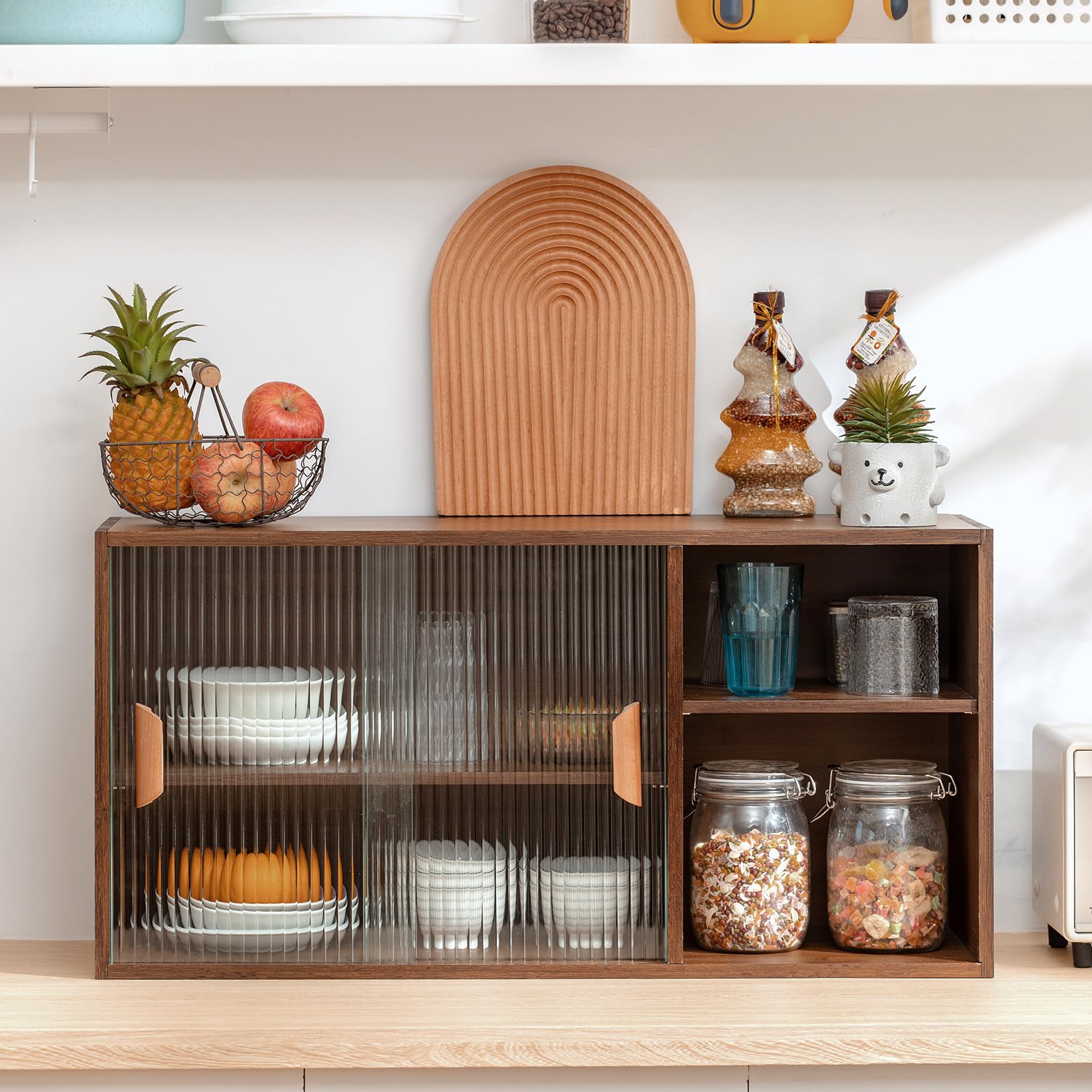 HollyHOME 41.3"(H) Wooden Storage Cabinet with Glass Doors