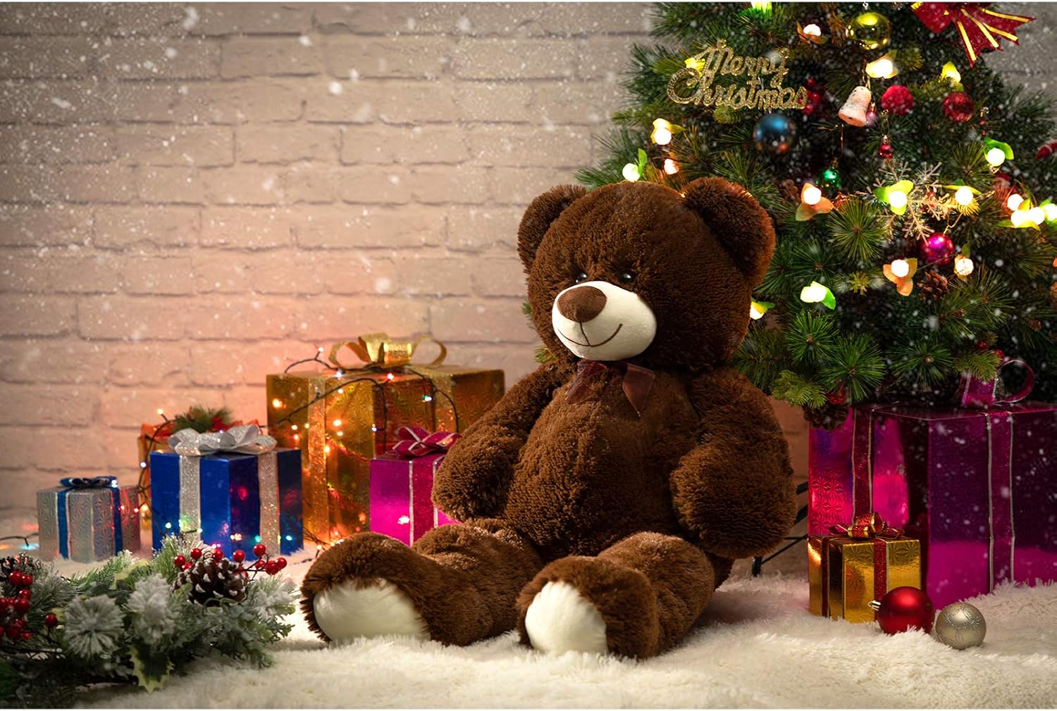 HollyHOME Big Teddy Bear Large Teddy Bear Stuffed Animal Birthday Valentines Day Plush for Kids and Girlfriend 36 inch Brown