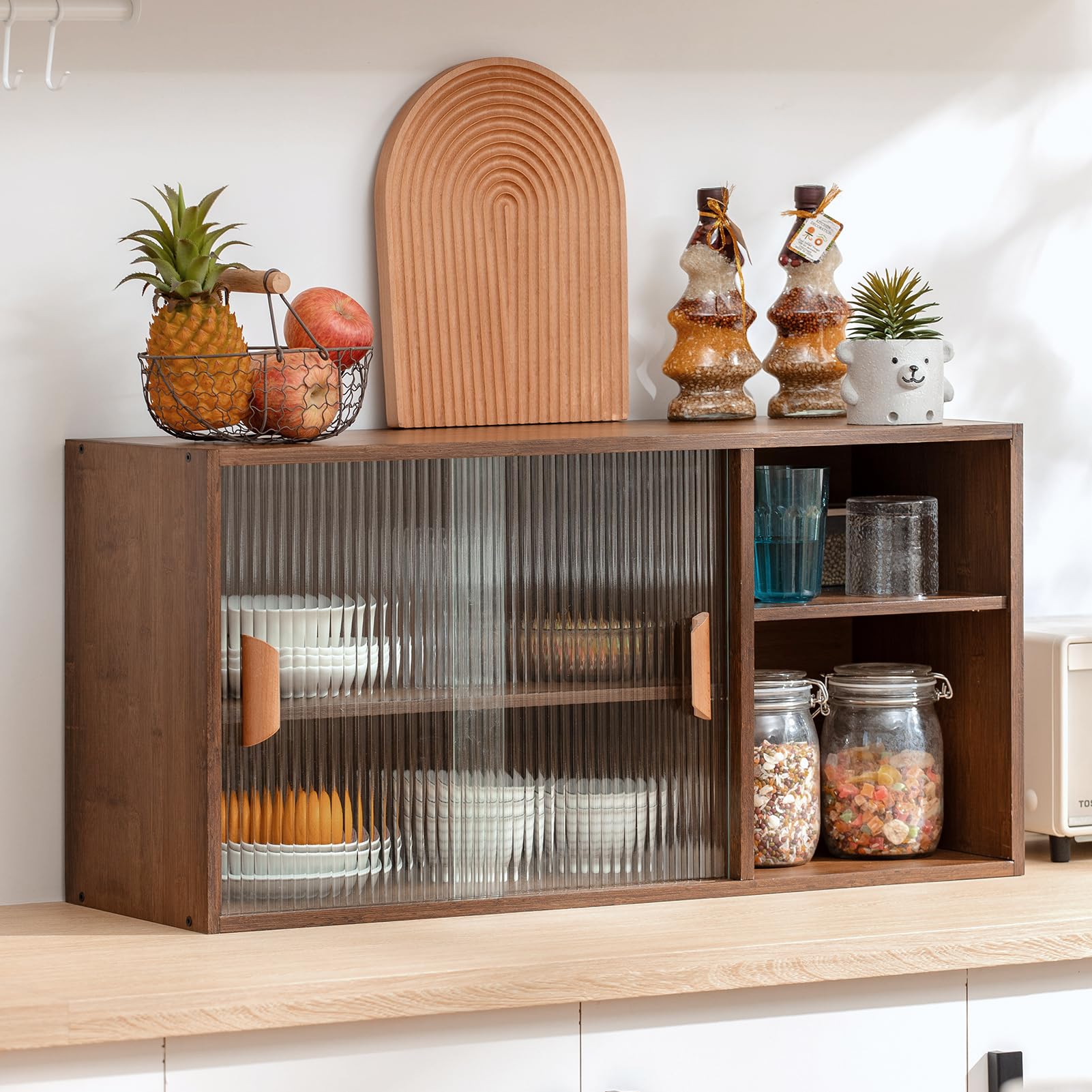 HollyHOME 41.3"(H) Wooden Storage Cabinet with Glass Doors