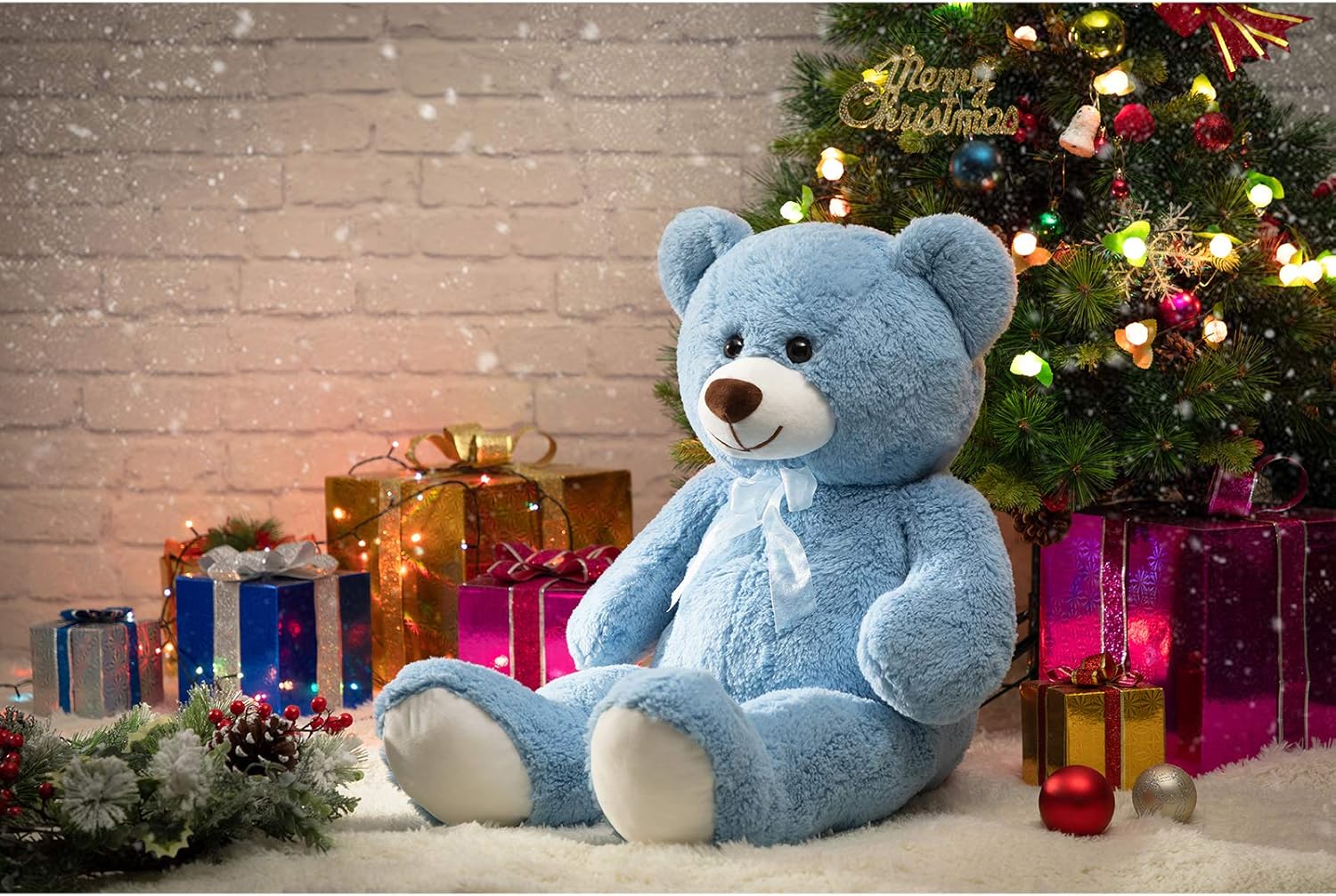 HollyHOME Big Teddy Bear Large Teddy Bear Stuffed Animal Birthday Valentines Day Plush for Kids and Girlfriend 36 inch White