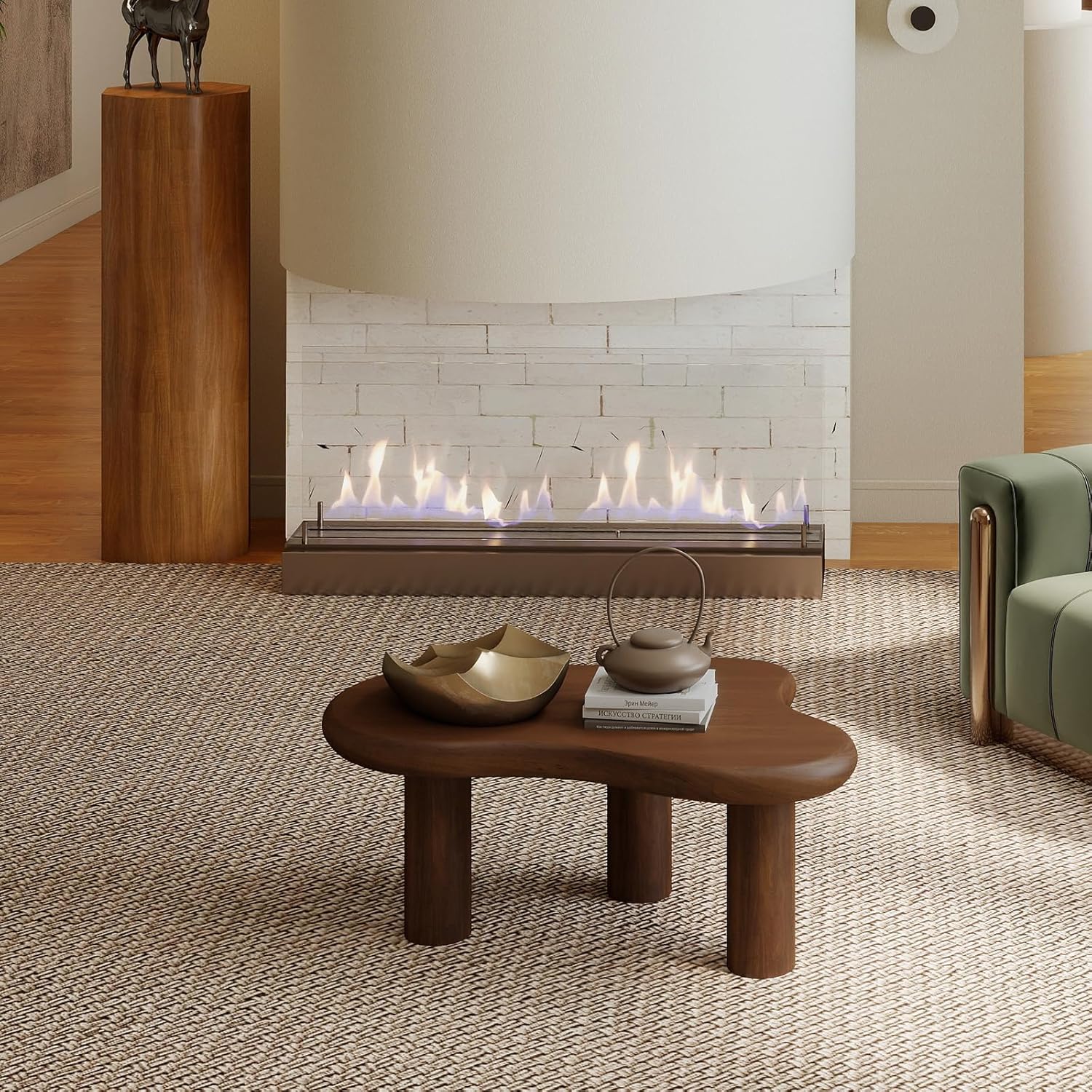 HollyHOME 33.9in Cloud Coffee Table Dark Walnut
