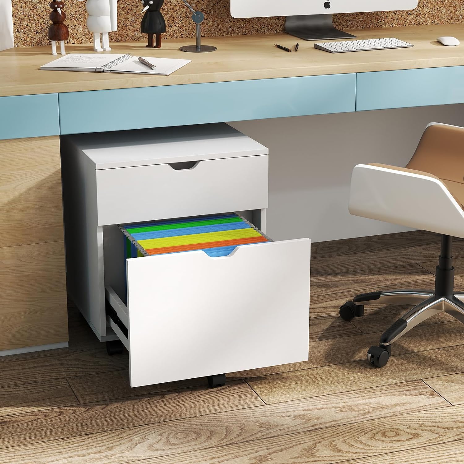 HollyHOME White 2-Drawer Wood File Cabinet