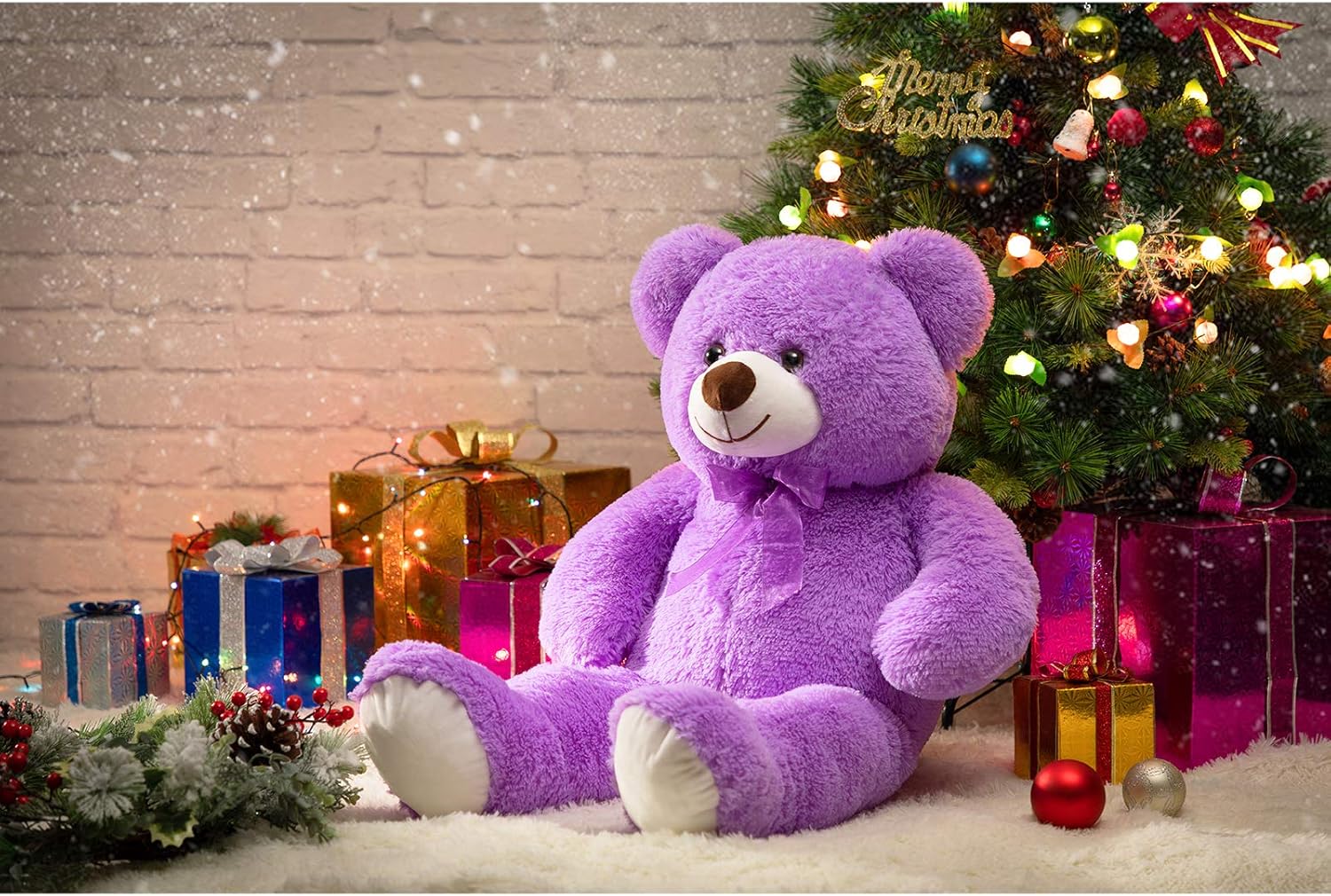 HollyHOME Big Teddy Bear Large Teddy Bear Stuffed Animal Birthday Valentines Day Plush for Kids and Girlfriend 36 inch Lake Blue