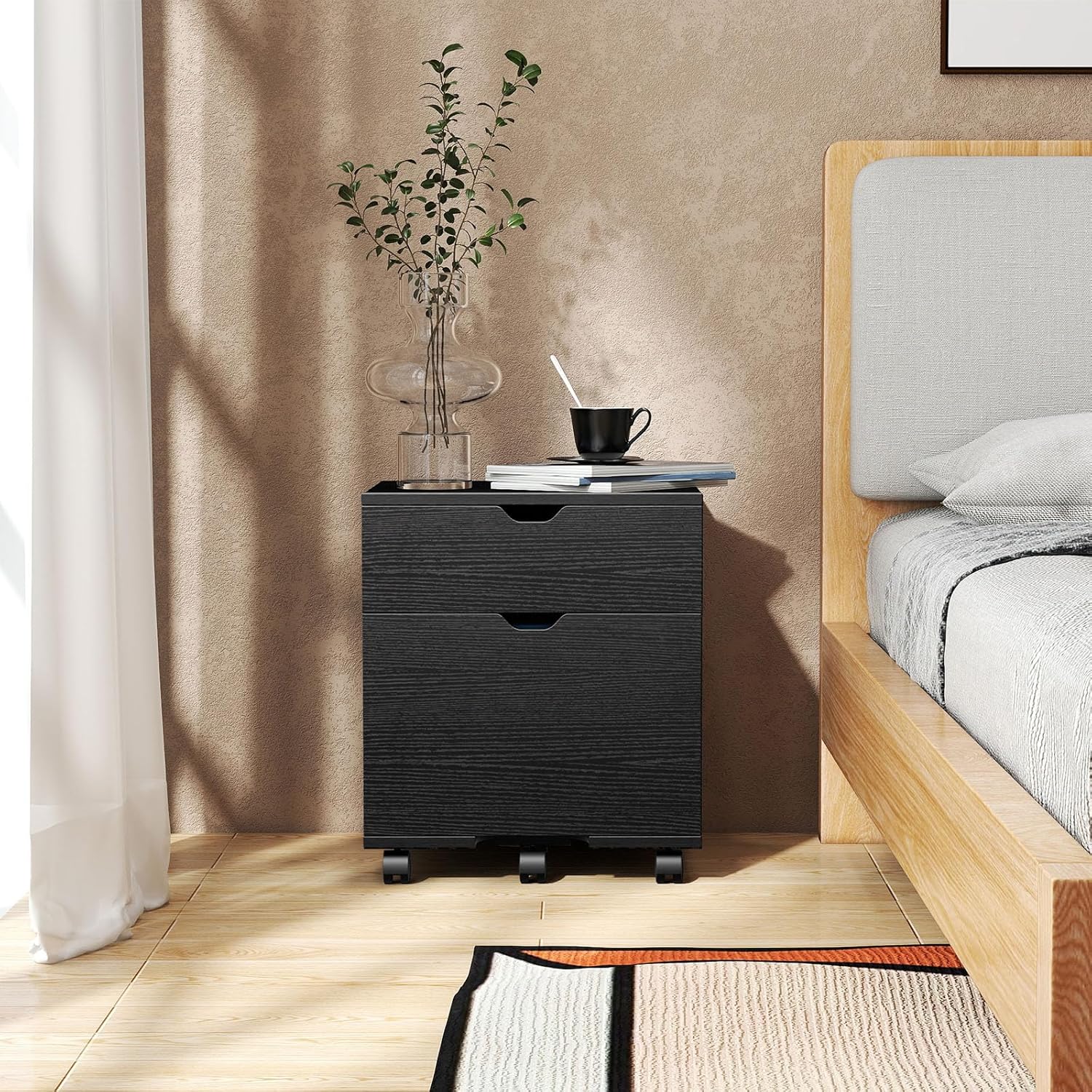 HollyHOME Black 2 Drawers Filing File Cabinet