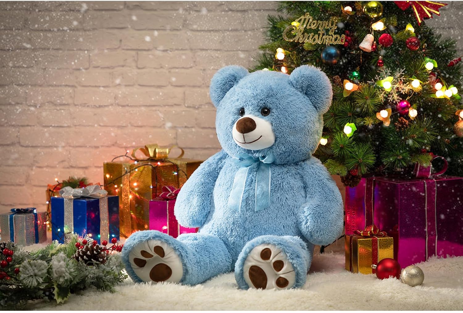 HollyHOME Teddy Bear Stuffed Animal Plush Giant Teddy Bears with Footprints Big Bear 36 inch Chocolate