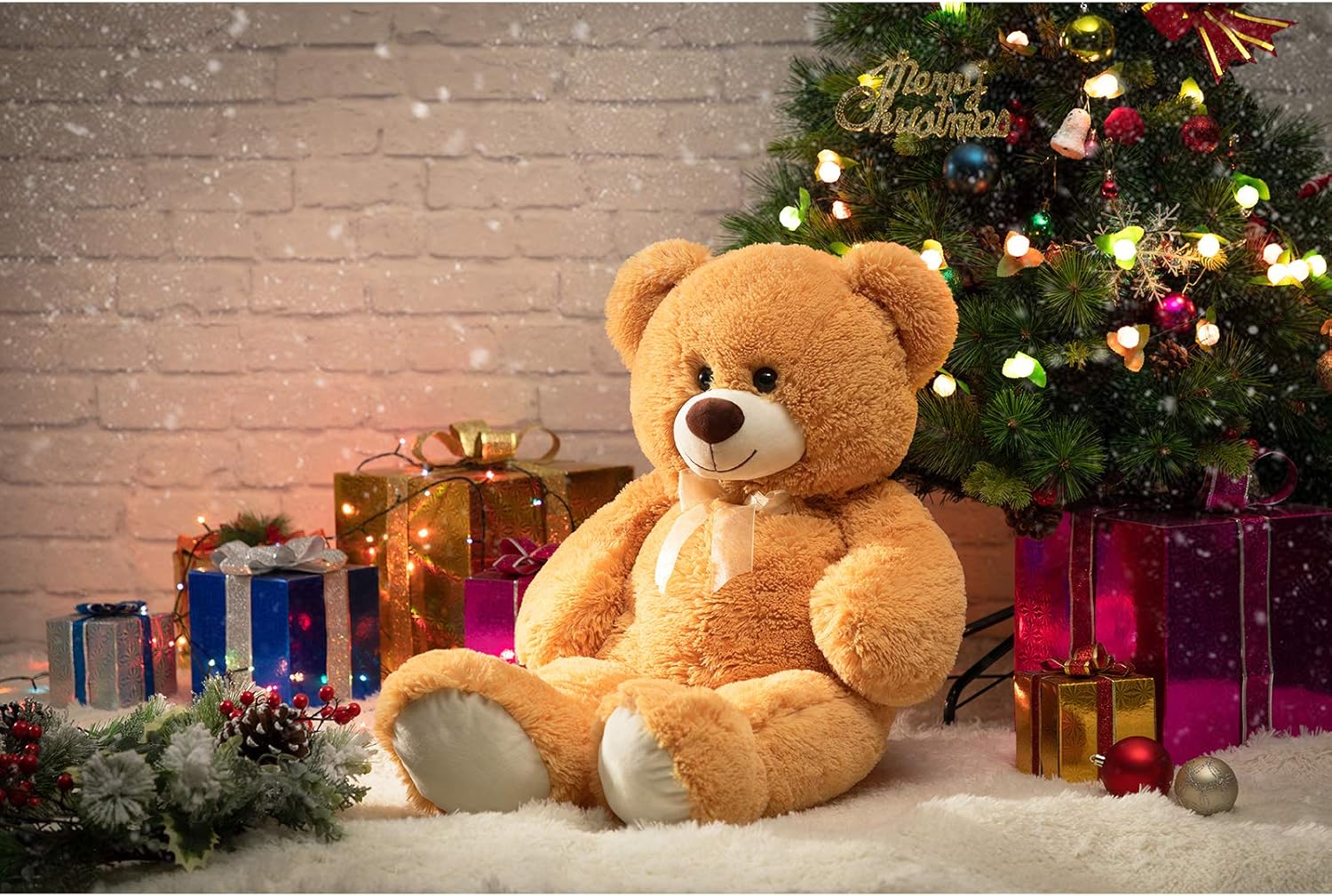 HollyHOME Big Teddy Bear Large Teddy Bear Stuffed Animal Birthday Valentines Day Plush for Kids and Girlfriend 36 inch Lake Blue