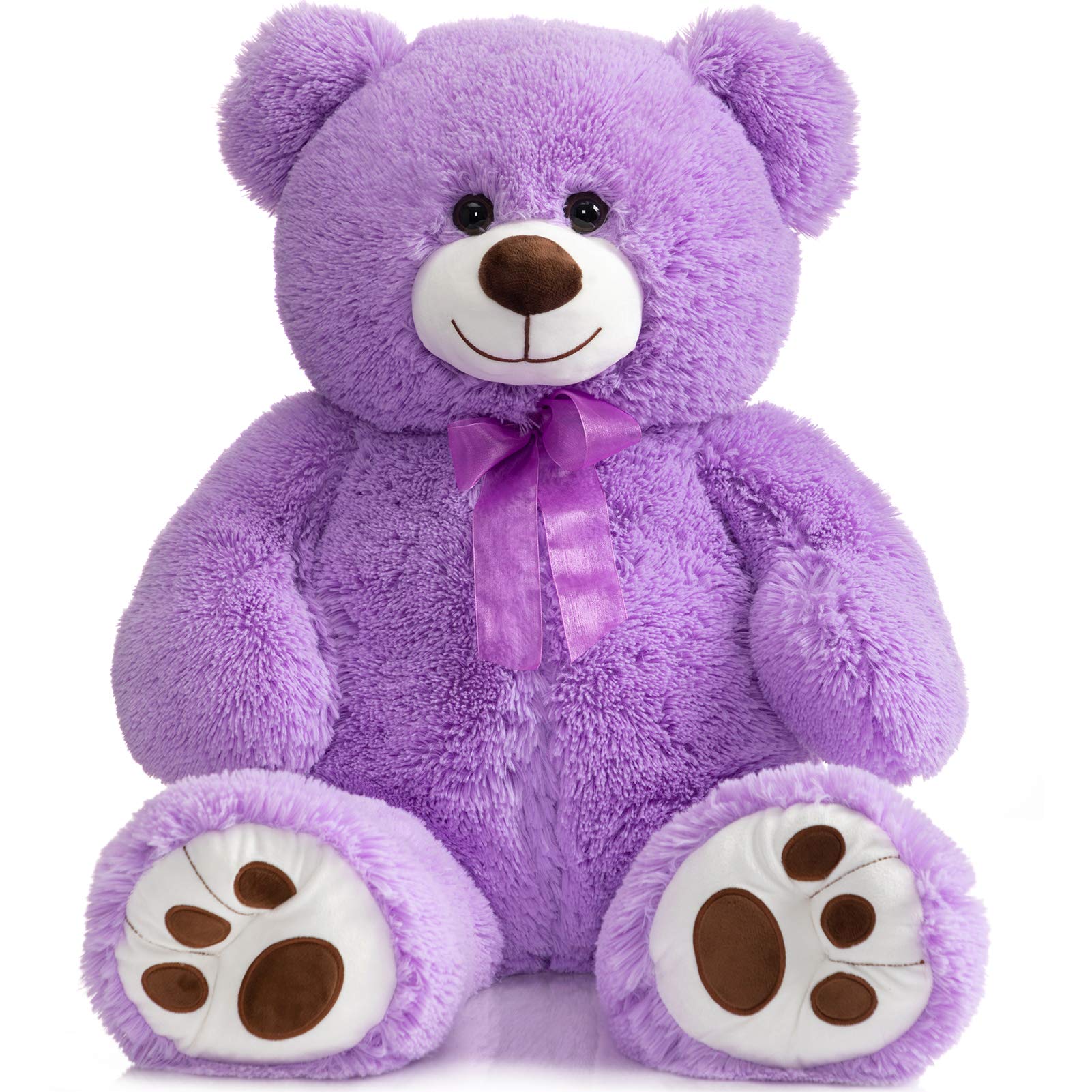 HollyHOME Teddy Bear Stuffed Animal Plush Giant Teddy Bears with Footprints Big Bear 36 inch Purple