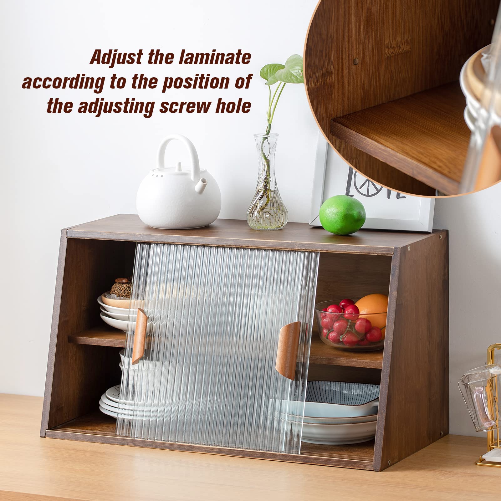 HollyHOME 41.3"(H) Wooden Storage Cabinet with Glass Doors