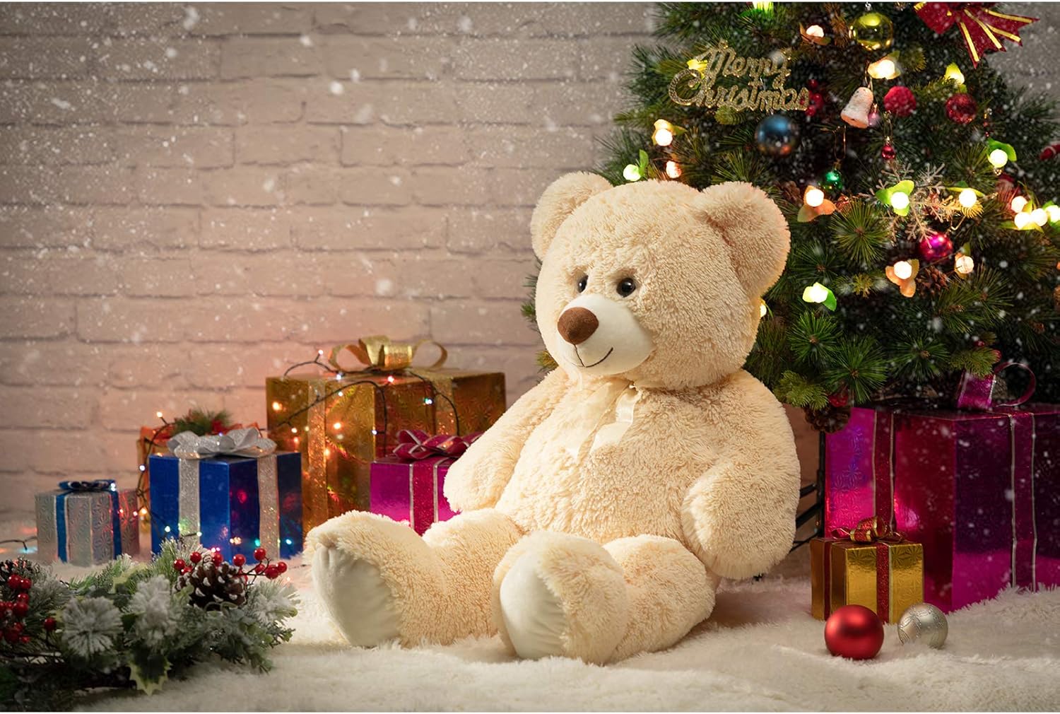 HollyHOME Big Teddy Bear Large Teddy Bear Stuffed Animal Birthday Valentines Day Plush for Kids and Girlfriend 36 inch Beige