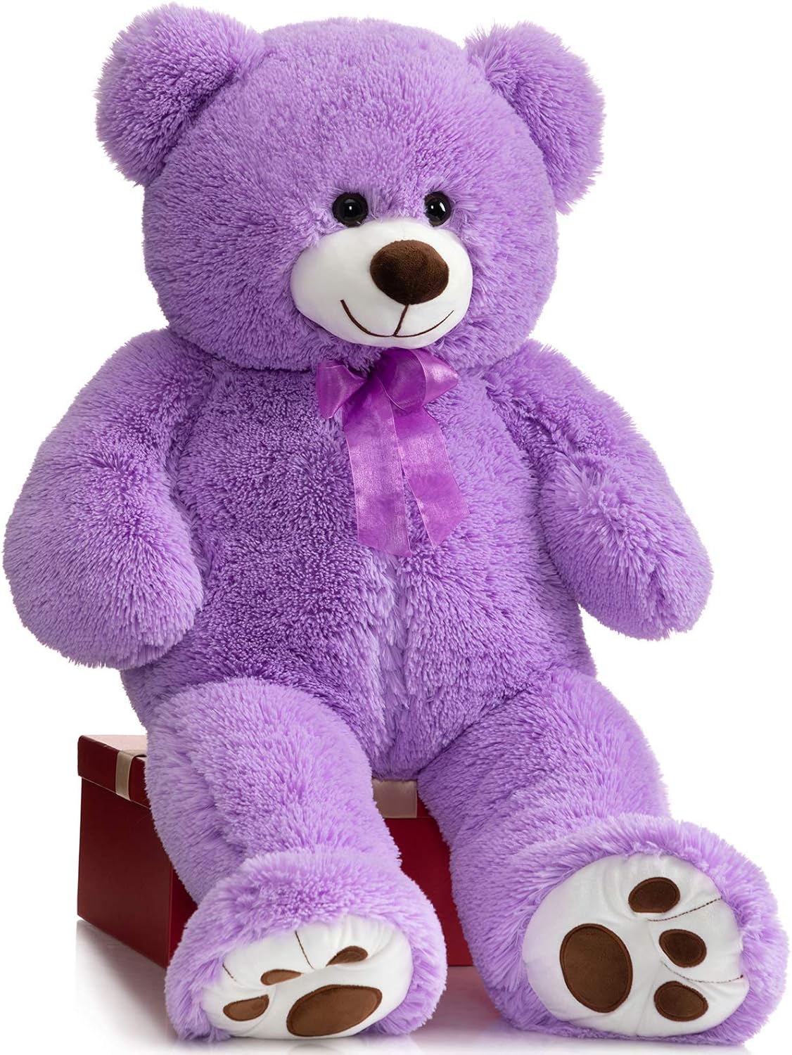 HollyHOME Teddy Bear Stuffed Animal Plush Giant Teddy Bears with Footprints Big Bear 36 inch Purple