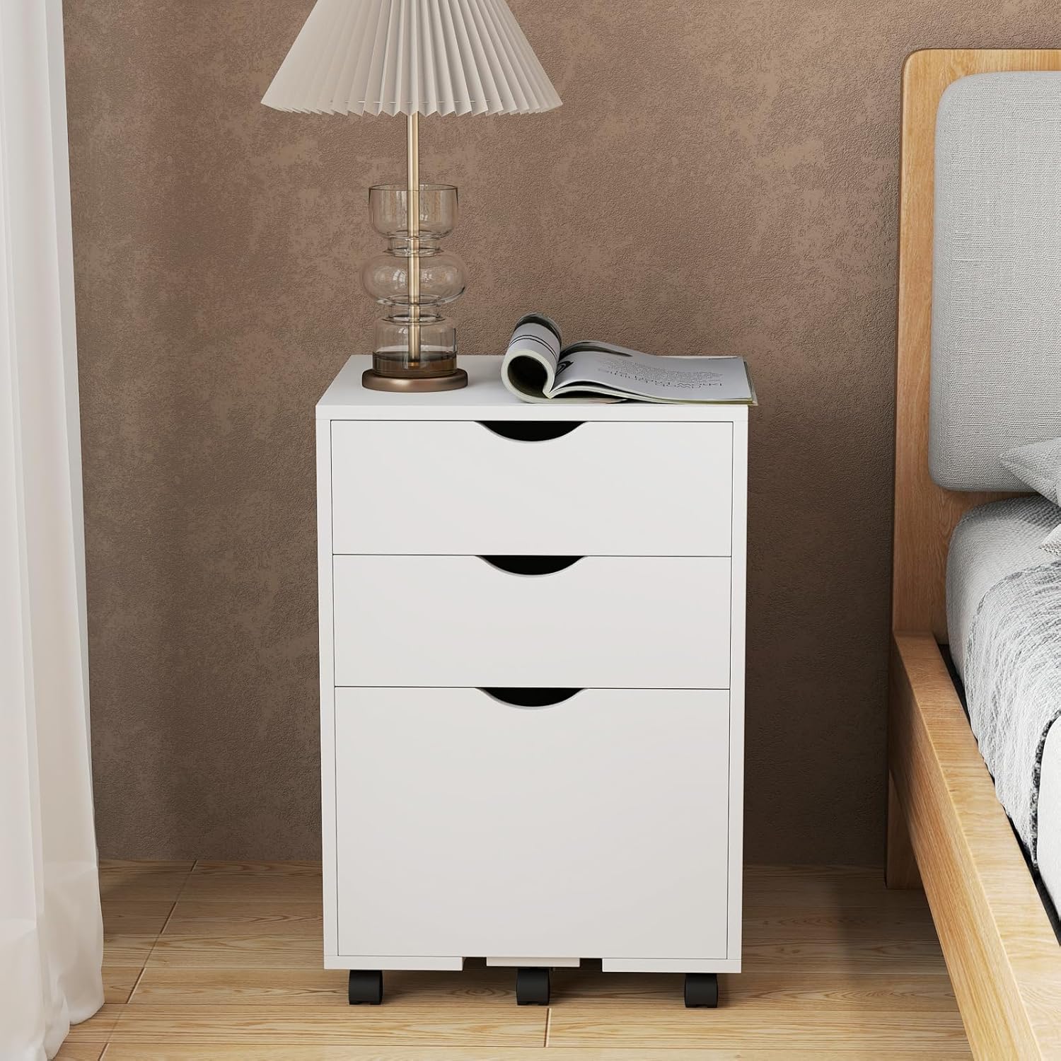 HollyHOME White 3-Drawer Wood File Cabinet