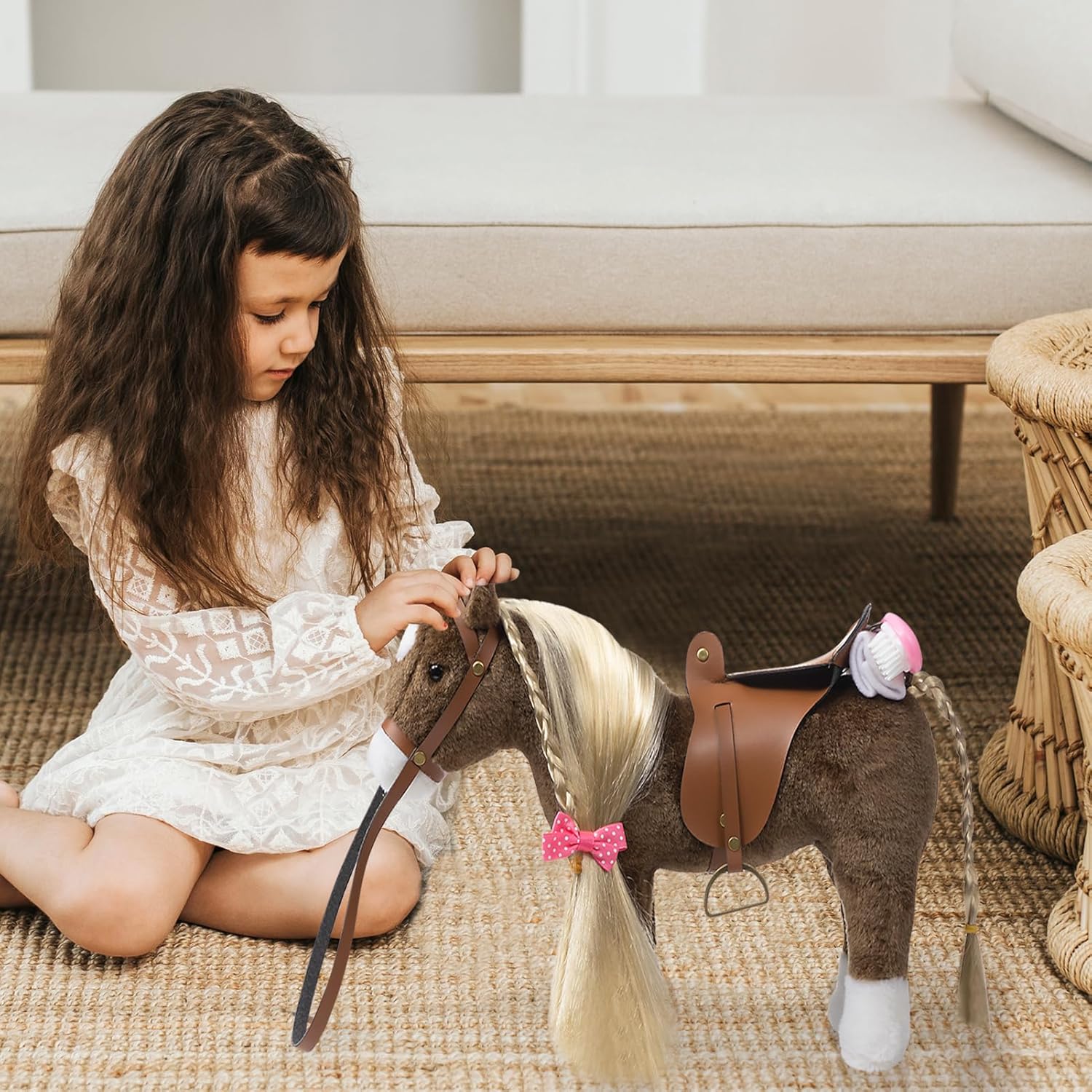 HollyHOME Horse Stuffed Animal Cute Pony Plush Pretend Play Horse Toys for Girls 11 inches Chocolate