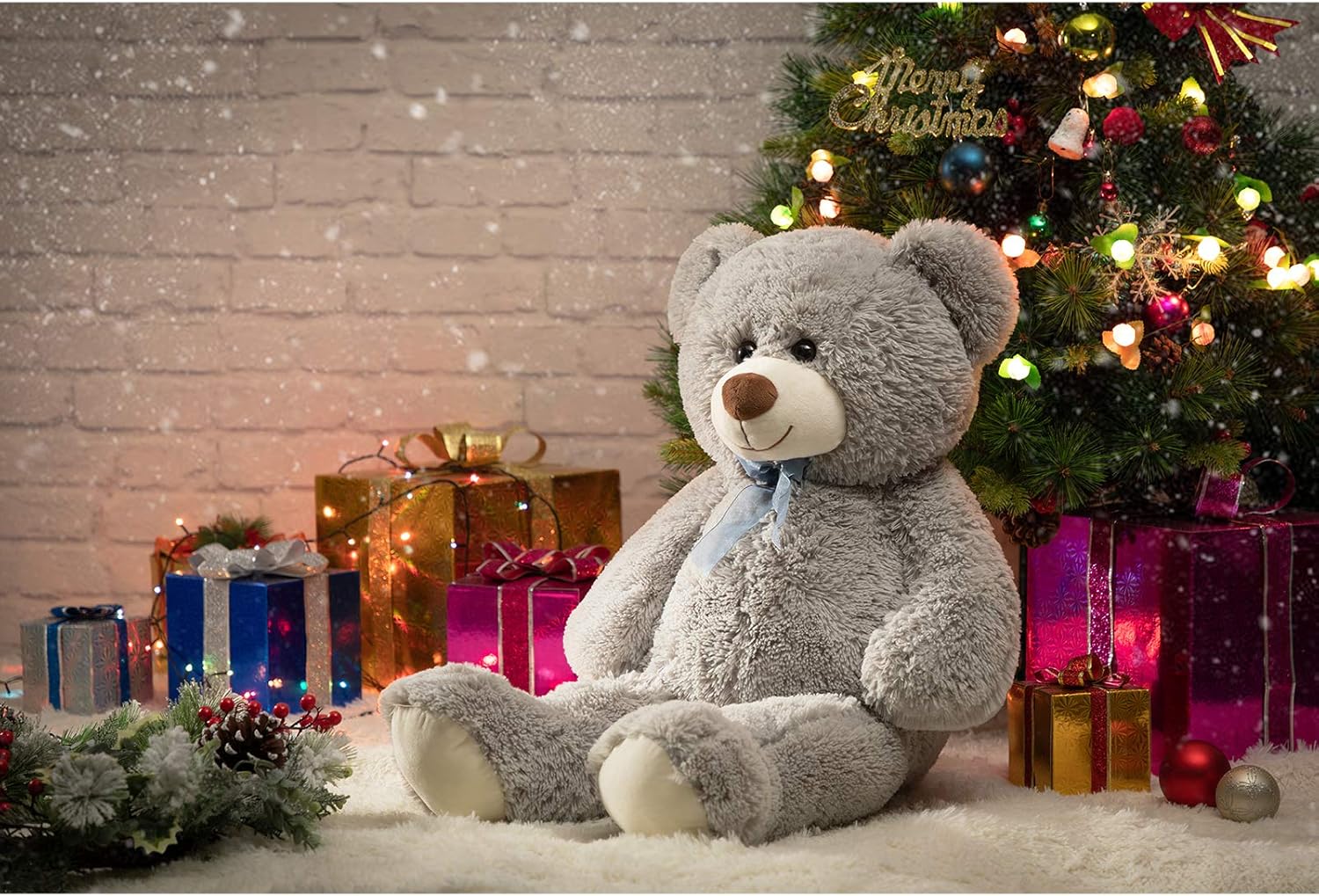 HollyHOME Big Teddy Bear Large Teddy Bear Stuffed Animal Birthday Valentines Day Plush for Kids and Girlfriend 36 inch Gray